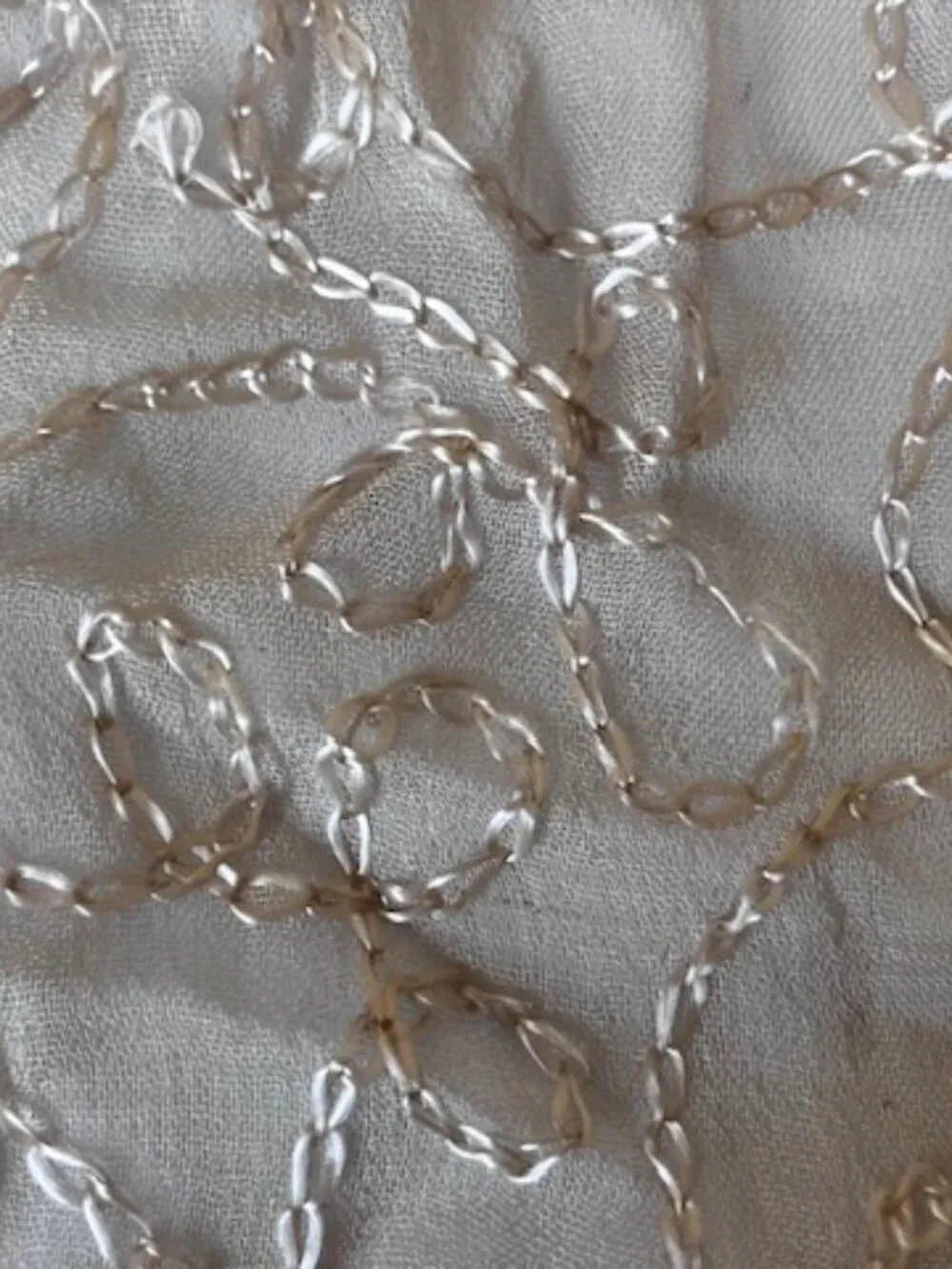 Sheer Crinkly Champagne Pink Scarf with Silk Embroidered Patterns